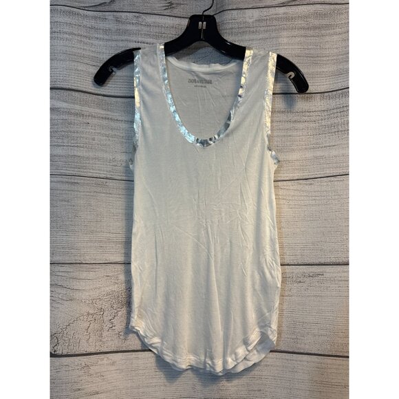 Zadig & Voltaire Sleeveless Tam Metallic-Trim Tank Size S - Picture 1 of 4